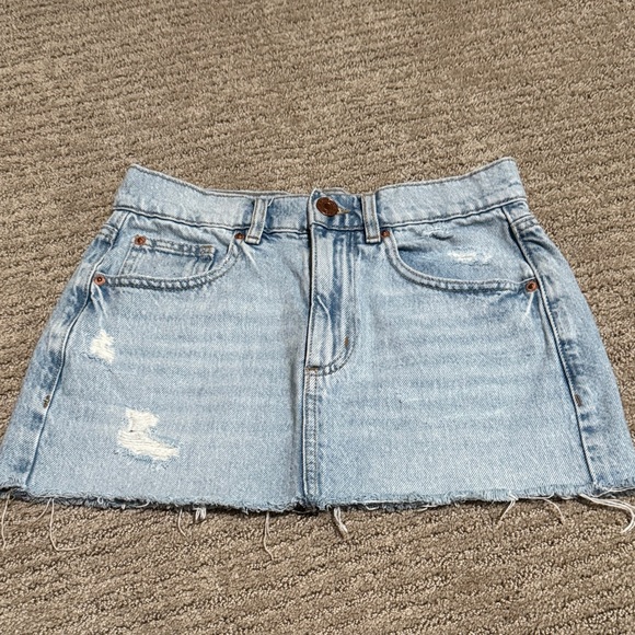 Garage Light Blue Distressed Mini Skirt - Picture 1 of 3